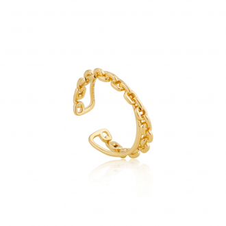 Gold Chain Double Crossover Ring