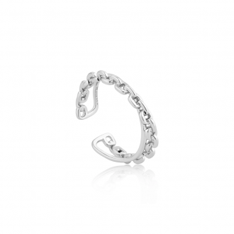 Silver Chain Double Crossover Ring