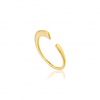 Gold Geometry Curved Adjustable Ring
