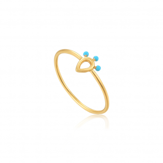 Gold Dotted Raindrop Ring