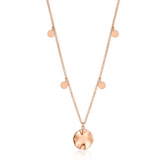 Rose Gold Ripple Drop Discs Necklace