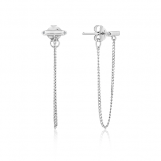 Silver Shimmer Chain Stud Earrings