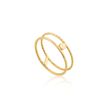 Gold Texture Double Band Ring