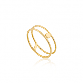 Gold Texture Double Band Ring