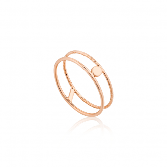 Rose Gold Texture Double Band Ring