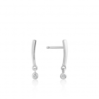 Silver Shimmer Bar Stud Earrings