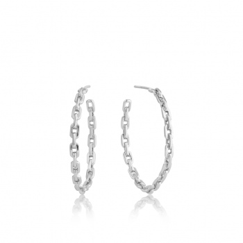Silver Chain Hoop Earrings