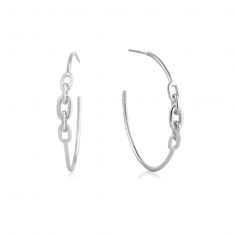 Silver Links Hoop Earrings