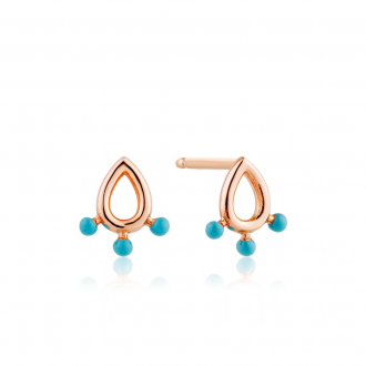 Rose Gold Dotted Raindrop Stud Earrings