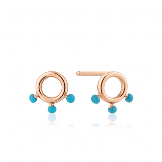 Rose Gold Dotted Circle Stud Earrings