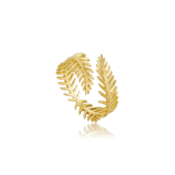 Gold Palm Leaf Adjustable Ring