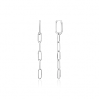 Silver Cable Link Drop Earrings