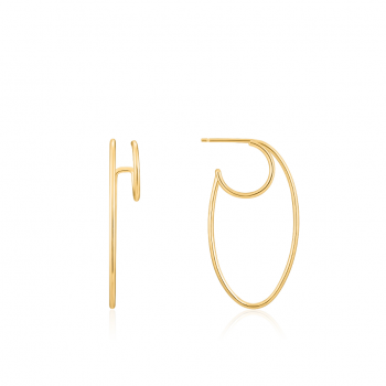 Gold Oval Double Hoop Earrings