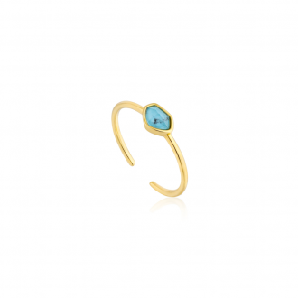 Turquoise Adjustable Gold Ring