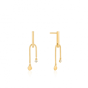 Gold Double Drop Stud Earrings
