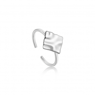Silver Crush Square Adjustable Ring