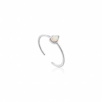 Opal Colour Adjustable Silver Ring