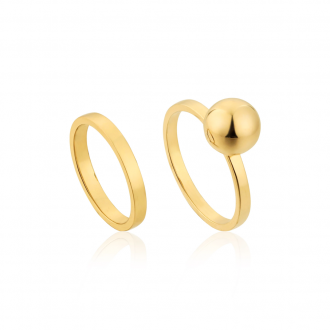 Gold Orbit Double Ring Set