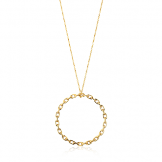Gold Chain Circle Pendant Necklace