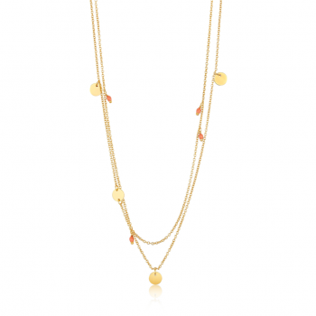 Gold Dotted Double Necklace