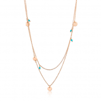 Rose Gold Dotted Double Necklace
