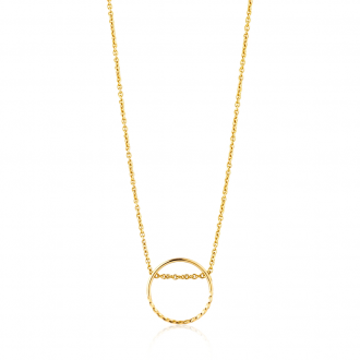 Gold Twist Chain Circle Necklace
