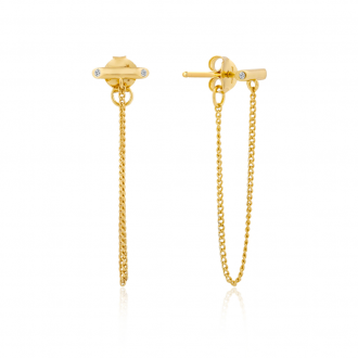 Gold Shimmer Chain Stud Earrings