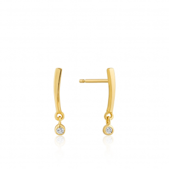 Gold Shimmer Bar Stud Earrings