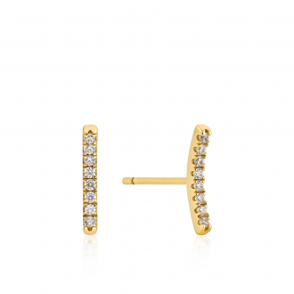 Gold Shimmer Pavé Bar Stud Earrings