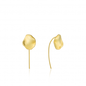 Gold Crush Disc Solid Drop Earrings